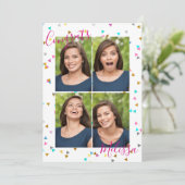 おしゃれな虹色のコンフェッティ卒業写真招待状 招待状 (スタンド正面)