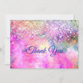 おしゃれな虹色の偽グリッター サンキューカード (正面)