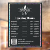 おしゃれな虹色グリッターの美容院営業時間 ウィンドウサイン (シート2)