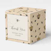 おしゃれな蜂と金の王冠の女王蜂 フェイバーボックス (正面サイド)