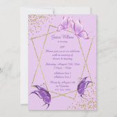 おしゃれな蝶々、グリッター＆コンフェッティの誕生日 招待状 (正面)