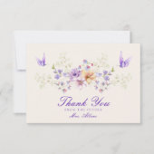 おしゃれな蝶々 花の花嫁のシャワー サンキューカード (正面)