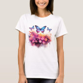 おしゃれな蝶の水彩プリントTシャツ Tシャツ (正面)