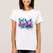 おしゃれな蝶の水彩プリントTシャツ Tシャツ (正面)