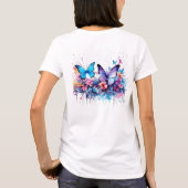 おしゃれな蝶の水彩プリントTシャツ Tシャツ (裏面)