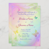 おしゃれな蝶の結婚式招待状 招待状 (正面/裏面)