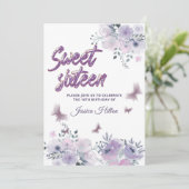 おしゃれな蝶の花園 ラベンダー スイート16 招待状 (スタンド正面)