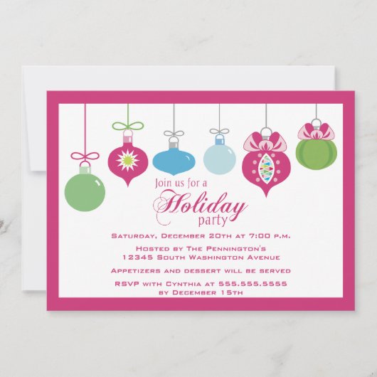 おしゃれな装飾付きホリデーパーティー招待状 招待状 (正面)