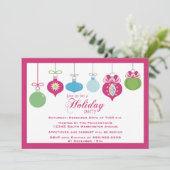 おしゃれな装飾付きホリデーパーティー招待状 招待状 (スタンド正面)