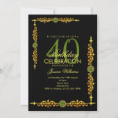 おしゃれな装飾枠、ペリドット誕生日 招待状 (正面)