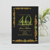 おしゃれな装飾枠、ペリドット誕生日 招待状 (スタンド正面)