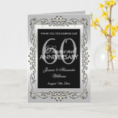 おしゃれな装飾 銀 60周年結婚記念日 カード (黄色い花)