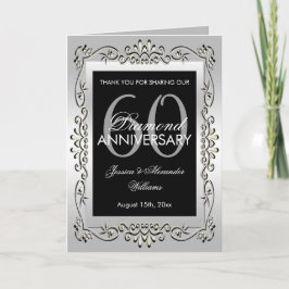 おしゃれな装飾 銀 60周年結婚記念日 カード