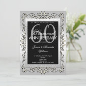 おしゃれな装飾　銀　60周年結婚記念日 招待状 (スタンド正面)