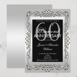 おしゃれな装飾 銀 60周年結婚記念日 招待状