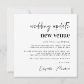 おしゃれな計画変更 新会場での結婚式 案内状 (正面)