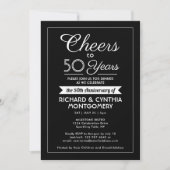 おしゃれな記念日パーティーの白黒写真 招待状 (正面)