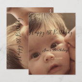 おしゃれな誕生日カード 名前 フォト 日付 ポストカード (正面/裏面)