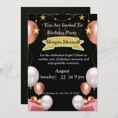 おしゃれな誕生日パーティーのカード 招待状 (正面/裏面)