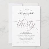 おしゃれな誕生日　モダンなエレガント　シックなキノコ　３０ 招待状 (正面)