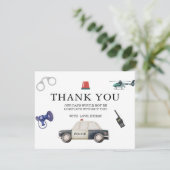 おしゃれな警察官の子供の誕生日 サンキューカード (スタンド正面)