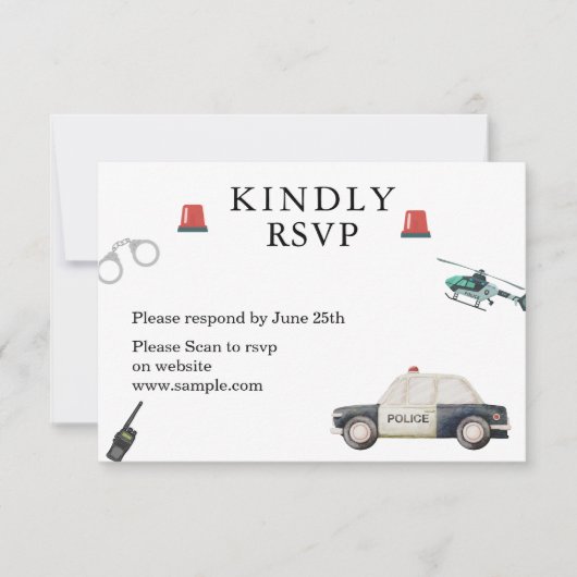 おしゃれな警察官の子供の誕生日 サンキューカード (正面)