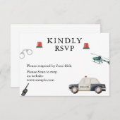 おしゃれな警察官の子供の誕生日 サンキューカード (正面/裏面)