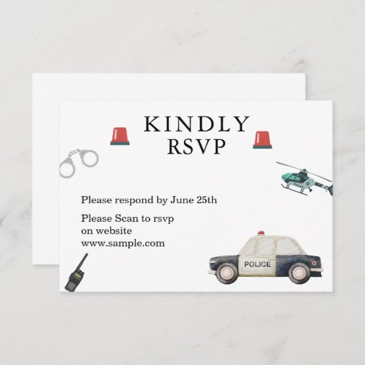 おしゃれな警察官の子供の誕生日 サンキューカード (正面/裏面)