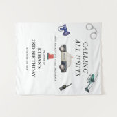 おしゃれな警察官の子供の誕生日 タペストリー (正面(横))