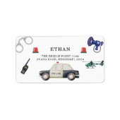 おしゃれな警察官の子供の誕生日 ラベル (正面)