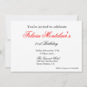 おしゃれな財布とハイヒールと口紅 21歳の誕生日 招待状 (裏面)