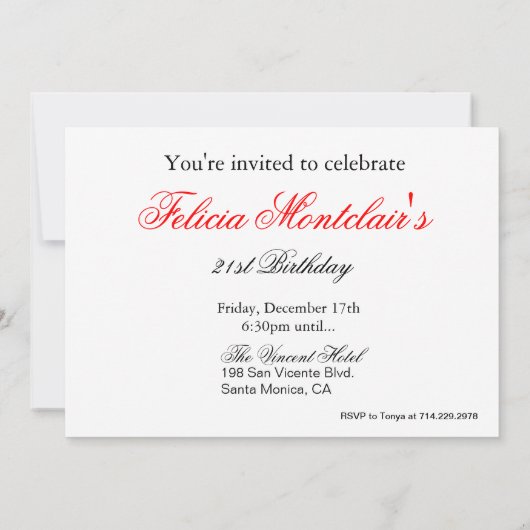 おしゃれな財布とハイヒールと口紅 21歳の誕生日 招待状 (裏面)