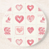 おしゃれな赤いクリーム バレンタイン ラブ コースター (正面)