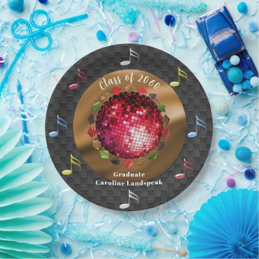 おしゃれな赤いディスコボール卒業パーティー ペーパープレート (パーティー)