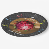 おしゃれな赤いディスコボール卒業パーティー ペーパープレート (アングル)