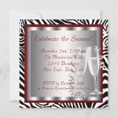 おしゃれな赤いハイヒール ゼブラ クリスマスパーティー 招待状 (裏面)