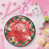 おしゃれな赤いバラのコラージュ フラワーデザイン ペーパープレート (パーティー)