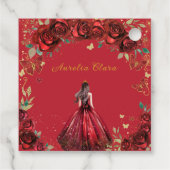 おしゃれな赤いバラの花のキンセアニエラプリンセス フェイバータグ (裏面)