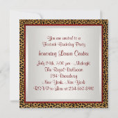 おしゃれな赤いヒョウ柄の誕生日パーティー 招待状 (裏面)