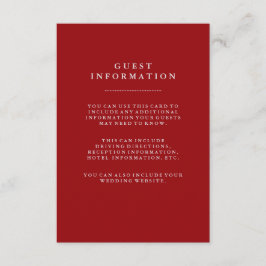 おしゃれな赤いホリデーウェディングゲストインフォメーション エンクロージャーカード