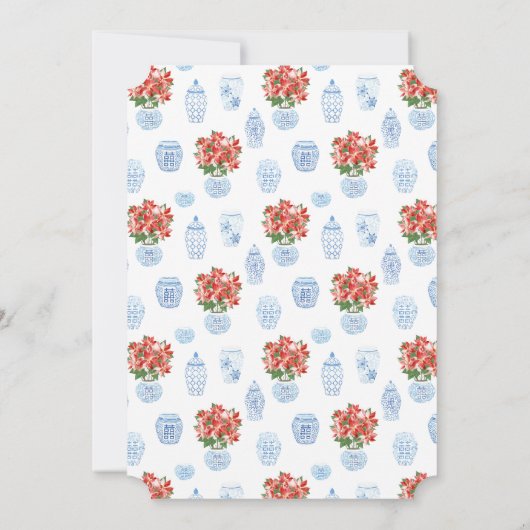 おしゃれな赤いポインセチアのホリデーパーティー 招待状 (裏面)