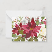 おしゃれな赤いポインセチアのホリーデコレーション ノートカード (裏面)