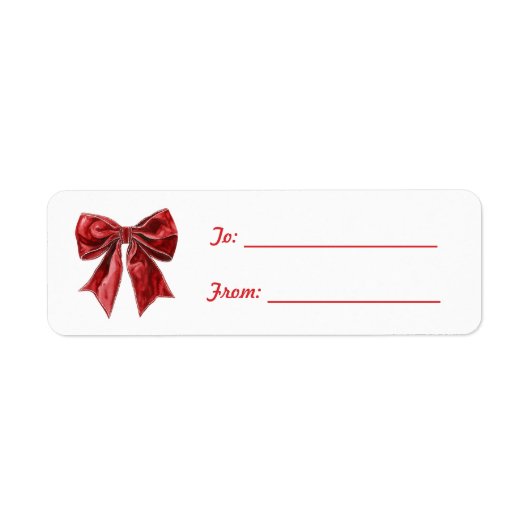 おしゃれな赤いリボンのクリスマス ラベル (正面)