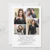 おしゃれな赤いリボン 5枚の写真 卒業パーティー 招待状 (裏面)