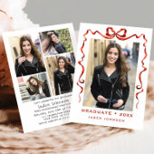おしゃれな赤いリボン 5枚の写真 卒業パーティー 招待状