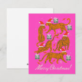 おしゃれな赤い口紅の虎とクリスマス帽子 シーズンカード (正面/裏面)