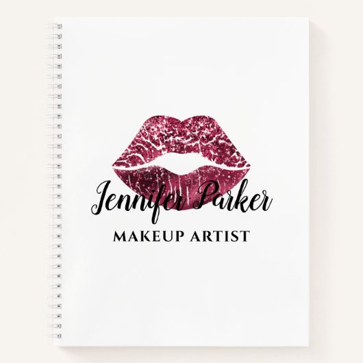 おしゃれな赤い唇のブラックメイクアップアーティスト ノートブック (正面)
