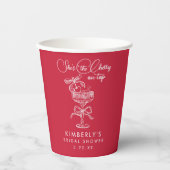 おしゃれな赤い彼女は最高のチェリー ブライズ シャワー 紙コップ (正面)