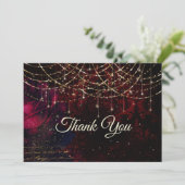 おしゃれな赤い花のホリデーグリッターイルミネーション サンキューカード (スタンド正面)