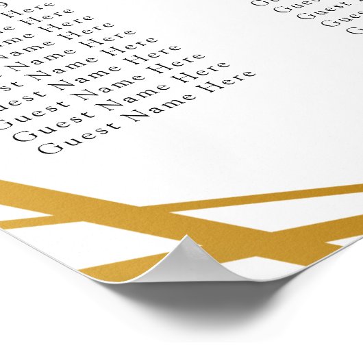 おしゃれな赤い花の偽の金の結婚式の席次表 ポスター (角)